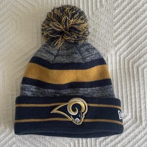 New Era Navy and Gold Rams Beanie